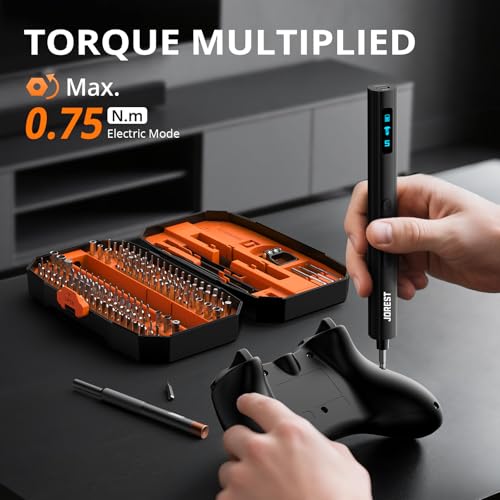 JOREST 155 in 1 Mini Electric Screwdriver Cordless, Precision Power Screwdriver Set, 5 Torque Levels (Max 0.75N.m), Gifts for Men, Magnetic Repair Tool Kit for iPhone, PC, Laptop, PS4 PS5, Xbox, Watch - style: 155 in 1 Electric