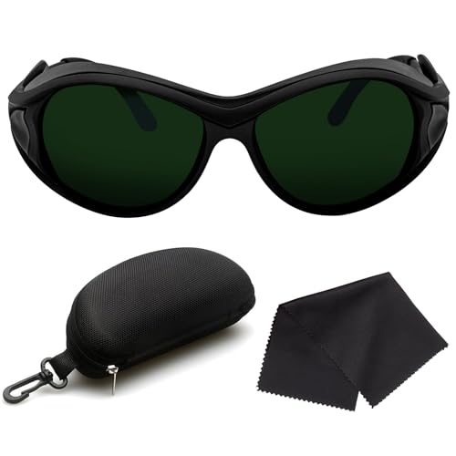 Red Light Therapy & Laser Safety Glasses - Green Tinted Eye Protection for Tanning Beds & Laser Hair Removal (190nm-450nm & 560nm-2000nm), ANSI Certified for Cosmetology Operators - color: Green-1