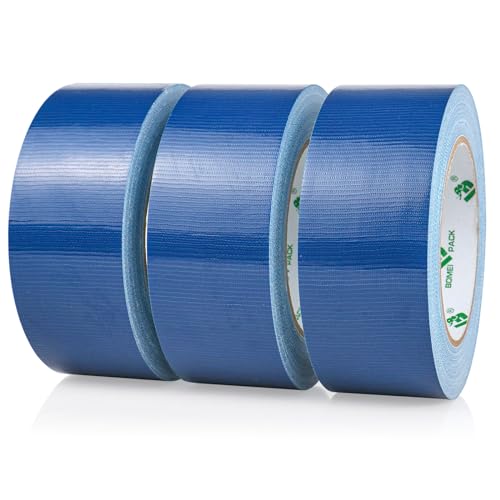 BOMEI PACK Dark Blue Duct Tape, 3Rolls Heavy Duty Strong Industrial Color Duct Tape 9mil x 1.88inch x 30yds for Packing and Repairing - color: Blue, size: 3Rolls (1.88inch x 30yds)
