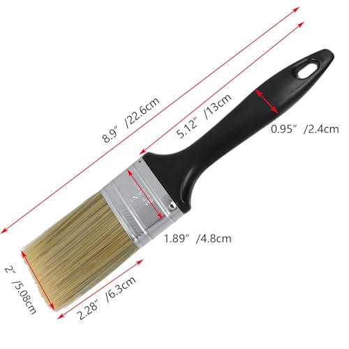 KUMGROT 2 Pcs 2 Inch Paint Brush Set, Soft Horsehair Long-Handled Brushes for Paint & Pigment Furniture Renovation Exterior Walls Wood Paneling, for Detailed Touch-Ups and Spot Repairs - size: 2"