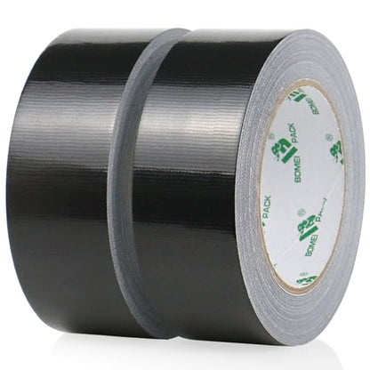 2 Pack Duct Tape Heavy Duty,9 Mil Thickness,1.5 Inches x 30 Yards,Strong Industrial Strength,Flexible,No Residue,Waterproof and Tear by Hand,Multi-Use for Indoor & Outdoor Repairs(Black) (Black) - color: Black