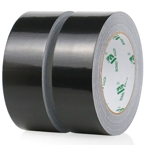 2 Pack Duct Tape Heavy Duty,9 Mil Thickness,1.5 Inches x 30 Yards,Strong Industrial Strength,Flexible,No Residue,Waterproof and Tear by Hand,Multi-Use for Indoor & Outdoor Repairs(Black) (Black) - color: Black