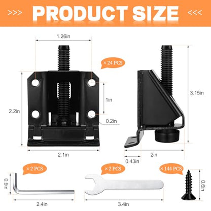 Kenning 24 Pack Heavy Duty Leveling Feet Workbench Leveling Legs Furniture Levelers Leg with Screws, Lock Wrench, 2.3 inch Adjustable Height, Leveler for Workbench, Furniture, Table, Cabinets (Black) - color: Black