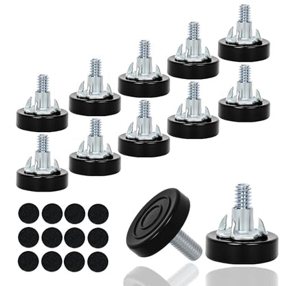 12 PCS M6 Thread Furniture Feet Levelers,Adjustable Furniture feet,Leveling Feet Screw,Furniture Legs,with T-Nuts - color: Black 12 Pack, size: M6 with T nut