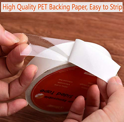 i frmmy Removable Clear Double Sided Sticky Tape- No Residue, Perfect for Gift Wrap, Woodworking- 1 inches x 20 Yards (2 Rolls) - size: 1 Inches x20 Yards (2 rolls)