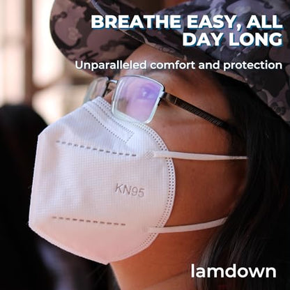 (50-Pack) KN95 Face Masks, Individually Wrapped, Premium Disposable Dust Mask, White - color: 50 Masks (White)