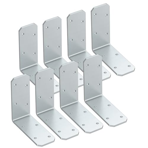 3"x3"x1.2" Steel L Bracket, 90 Degree Metal Iron Corner Brace - Right Angle Joist Brackets for Wood Shelves, Desk, Fence, Furniture Repair (Galvanized-8 Pcs) - color: Galvanized-8 Pcs