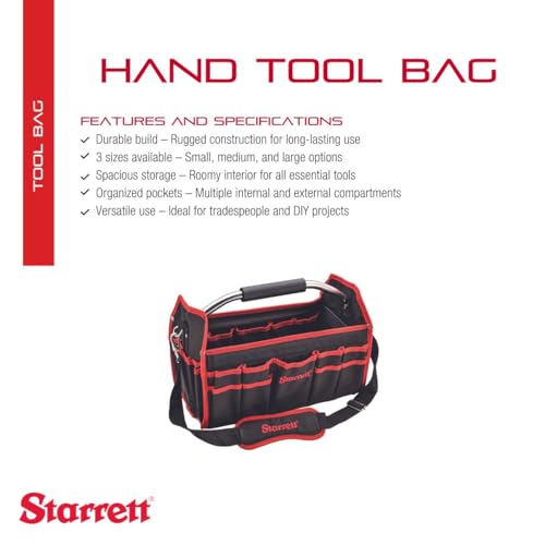Starrett Zippered Hand Tool Bag - Durable Construction with Exterior & Interior Pockets - Large Size for Easy Storage & Organization - BGL - size: Large