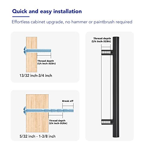 10 Pack Cabinet Handles with 5 Inch (128mm) Hole Center Matte Black Cabinet Pulls Stainless Steel Drawer Pulls, Kitchen Knobs for Dresser Drawer, 7.38 Inch Overall Length - color: Matte Black T-Shaped, size: 5" Hole Center