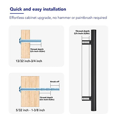 10 Pack Cabinet Handles with 5 Inch (128mm) Hole Center Matte Black Cabinet Pulls Stainless Steel Drawer Pulls, Kitchen Knobs for Dresser Drawer, 7.38 Inch Overall Length - color: Matte Black T-Shaped, size: 5" Hole Center