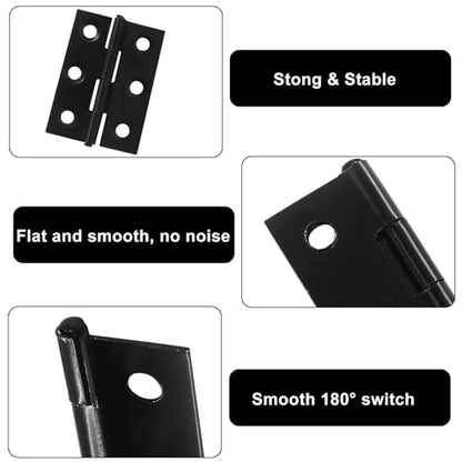Murtenze 16 Pack 2 Inch Door Hinges, Black Butt Hinges with Mounting Screws - color: Black, size: 2 Inch - 16 PCS