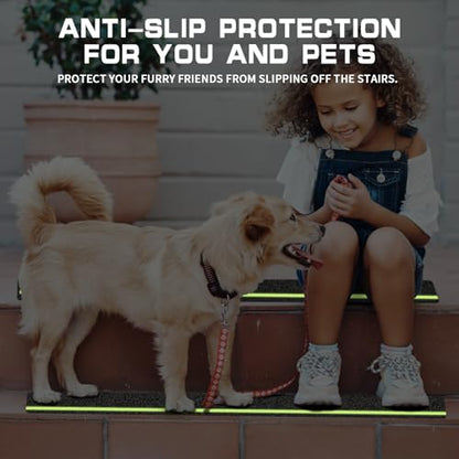 LadyRosian Outdoor Stair Treads Non Slip 15-Pack Black Glow 6" x 30" - Weather Resistant Adhesive Heavy Grip Tape - Waterproof Anti Skid Strips- Glow in The Dark 80-Grit Adhesive Treads - color: Dark, size: 6" x 30"