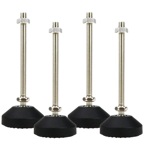 M8x100mm Leveling Feet 4Pcs, 4.8 Inch Height & 880 lb Capacity, Heavy Duty Adjustable Swivel Furniture Glides, Threaded Rubber Feet Levelers for Table, Shelves, Workbench, Cabinet, Machine - color: Black, size: D50xM8xH100mm