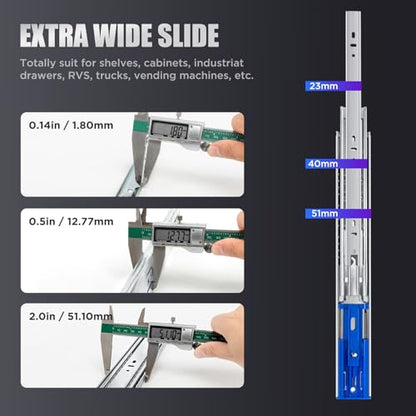 SLIDEWAY 200 Lbs Heavy Duty Drawer Slides 1 Pair 8 10 12 14 16 18 20 22 30 32 40 Inch Full Extension Ball Bearing Sliding Rails Cabinet Runners Tracks Tool Box Glides-33 - size: 34 Inch