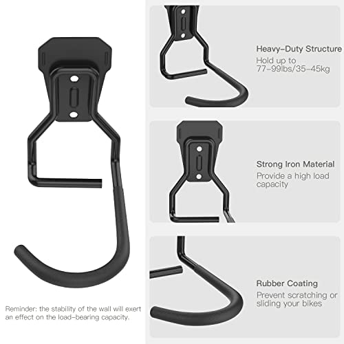 Housolution Bike Wall Mount with Fixed Hook, [4 Pack] Heavy Duty Bike Storage Rack, Bike Rack Vertical Stand for Garage - Easily Hang/Detach - with Screws Iron Bike Hanger Brackets - size: 4 Pack