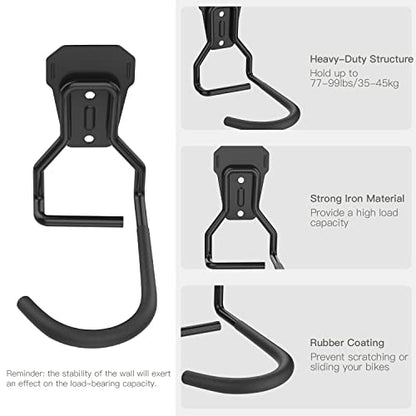 Housolution Bike Wall Mount with Fixed Hook, [4 Pack] Heavy Duty Bike Storage Rack, Bike Rack Vertical Stand for Garage - Easily Hang/Detach - with Screws Iron Bike Hanger Brackets - size: 4 Pack