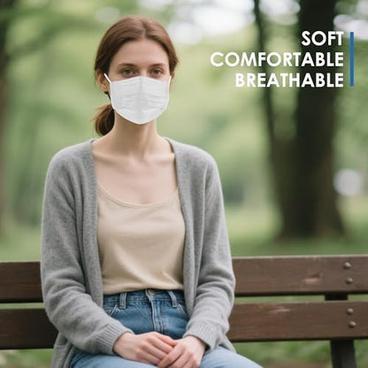 NNPCBT White Disposable Face Masks 125 Pack,3-Ply Breathable Mask For Adults,Great For Outdoors,Home, Office, School - color: Adult-125 Pack-white