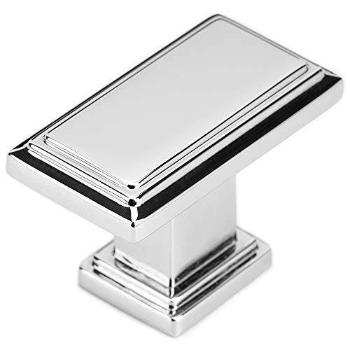 KOOFIZO 10 Pack Polished Chrome Cabinet Knobs Chrome Drawer Knobs K07 Rectangular Single Hole Cabinet Pulls for Cabinets Drawers Dresser Cupboard Bedroom Closet Bathroom - color: Polished Chrome, size: Knob 01 - 10Pcs