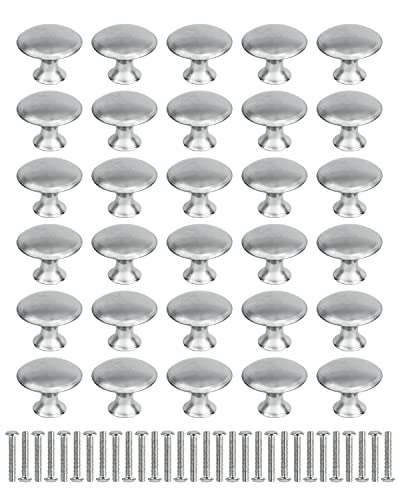 MoHern Cabinet Knobs, 30 Pcs 1-1/5 Inch Brushed Nickel Stainless Steel Kitchen Drawer Knobs for Dresser with Mounting Screws - color: Silver