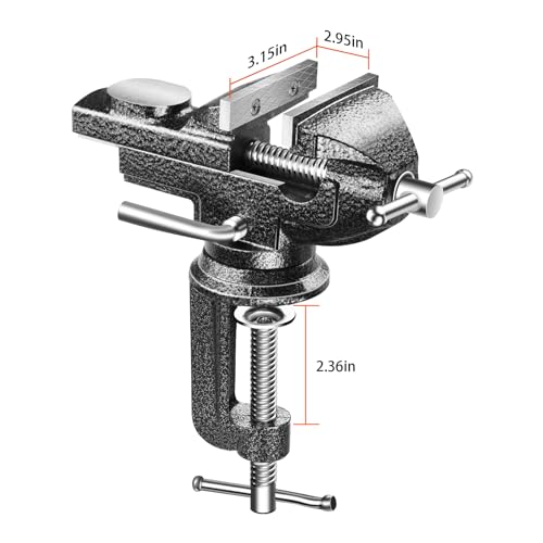 Professional Vise Table, 360° Rotation Work Clamp-On Vise, Versatile Use, Heavy Duty Construction for Woodworking, Metalworking, Handcraft (3.2 Inch) - size: 3.2 Inch