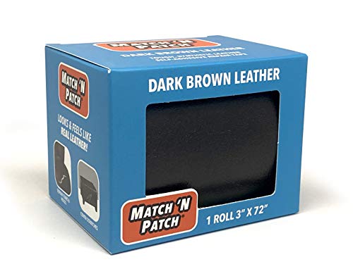 MATCH 'N PATCH Leather Repair Tape - Dark Brown (3x72 Inch) Realistic Faux Leather Patches for Couch, Sofa, Upholstery, Car Seats & Other Furniture, Vinyl Repair Kit, Strong Self Adhesive Patch - color: Dark Brown