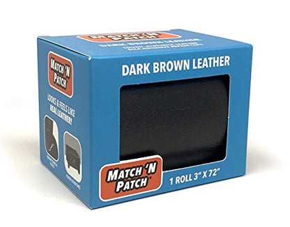 MATCH 'N PATCH Leather Repair Tape - Dark Brown (3x72 Inch) Realistic Faux Leather Patches for Couch, Sofa, Upholstery, Car Seats & Other Furniture, Vinyl Repair Kit, Strong Self Adhesive Patch - color: Dark Brown