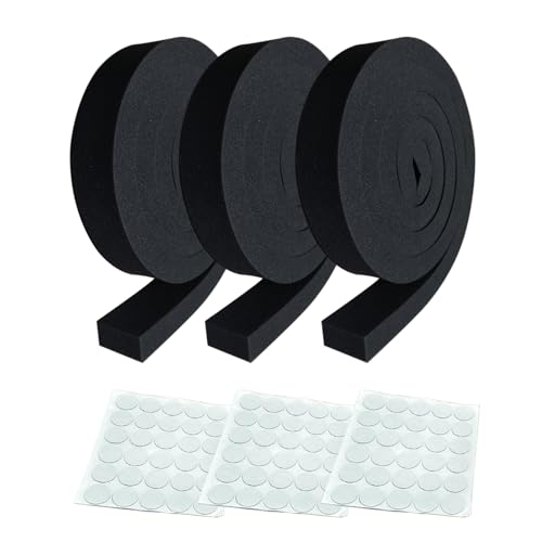 Black Window AC Insulation High Resilience Foam Weather Stripping Seal Tape with Glue Point, 3Packs, 2''x1''x6.5ft