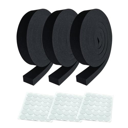 Black Window AC Insulation High Resilience Foam Weather Stripping Seal Tape with Glue Point, 3Packs, 2''x1''x6.5ft