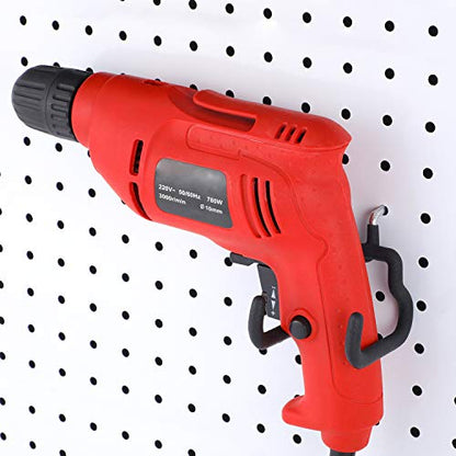 Hotop 4 Pieces Pegboard Hooks Pegboard Drill Holder Peg Board Hooks for Hanging Black Flat Utility Hook Peg Board Organization Accessory for Workbench, Garage Craft Storage(7.48 x 2.8 x 3.66 Inch) - size: 7.48 X 2.8 X 3.66 Inch
