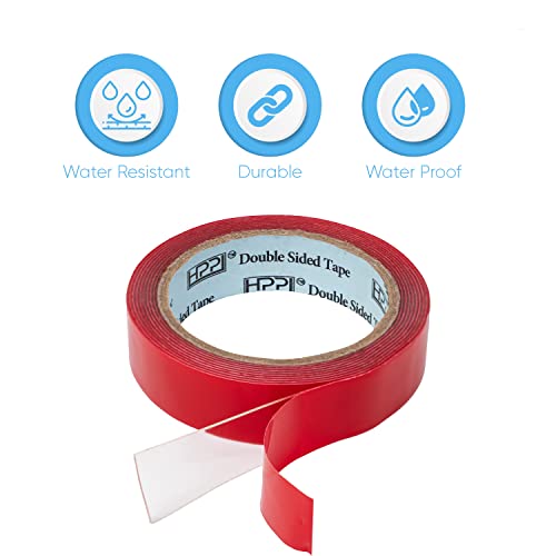 HPP Double Sided Tape Clear,Heavy Duty Tape, Strong and Permanent for Outdoor and Indoor (1in x 9ft) - size: 1in x 9ft