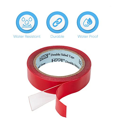HPP Double Sided Tape Clear,Heavy Duty Tape, Strong and Permanent for Outdoor and Indoor (1in x 9ft) - size: 1in x 9ft