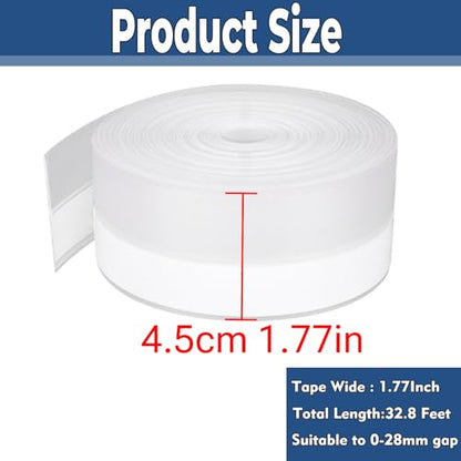 Weather Stripping Door Seal Strip 33 Feet Strip Bottom Draft Insulation Stopper Weatherproof Soundproof for Door Frame or Window Sealer Bathroom Shower Glass Gaps - size: 45MM*33 FT
