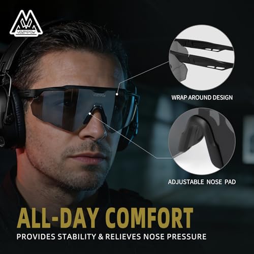 Shooting Glasses Anti Fog with High Definition Lenses, ANSI Z87+ Certified Tactical Safety Glasses for Men Women - color: A7-polarized Grey