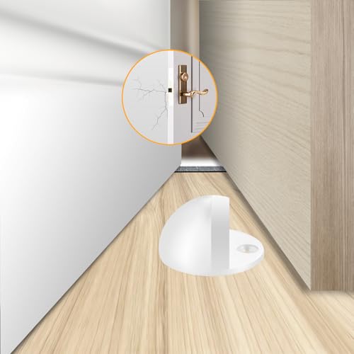Floor Door Stop - Robust Floor Mount Door Stop for Commercial and Outdoor Use - Easy to Install No Drill Door Stopper - Door Stop Floor Mount (White-1PACK) - color: White-1PACK