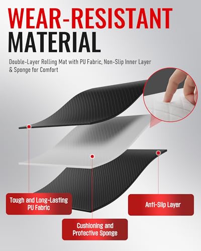 Creeper Rolling Mat, 60" x 28" Portable Car Repair Mat, Foldable Mechanics Mat with Storage Bag for Low Clearance Vehicles and Uneven Surfaces, Garage Floor Work