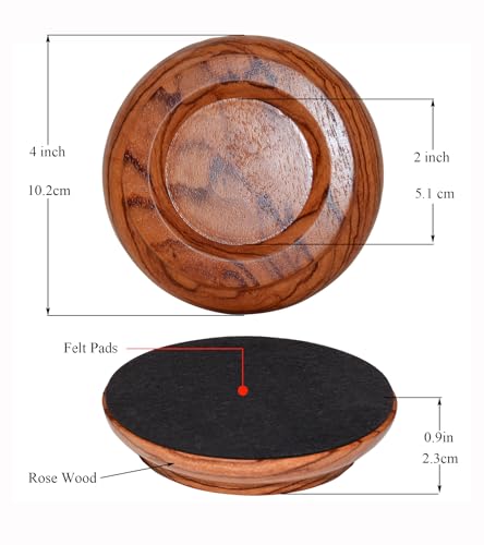 Upright Piano Caster Cups,Premium Quality Hardwood Rosewood Piano Caster Pads Furniture Leg Pad Set of 4, with Non-Slip Moisture-Proof& Anti-Noise Felt Pads for Hardwood Floor Protectors (Rosewood) - color: Rosewood