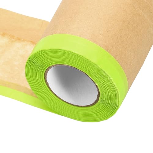 HARFINGTON Pre-Taped Masking Paper, 4" x 49 ft Paint Adhesive Protective Paper Painter Tape and Drape for Masking Auto Body Covering Wall Skirting Frames, Green - color: Green, size: 4 IN x 49 FT