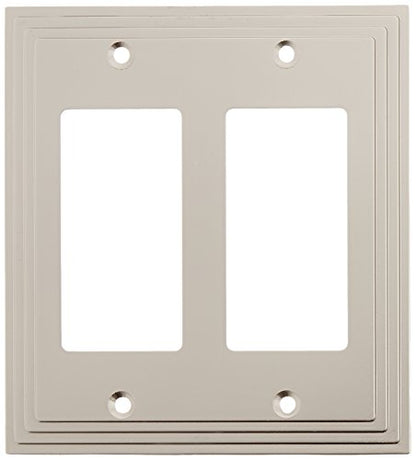 Amerelle Steps Double Rocker Cast Metal Wallplate in Satin Nickel - color: Satin Nickel, size: 2 Rocker GFCI