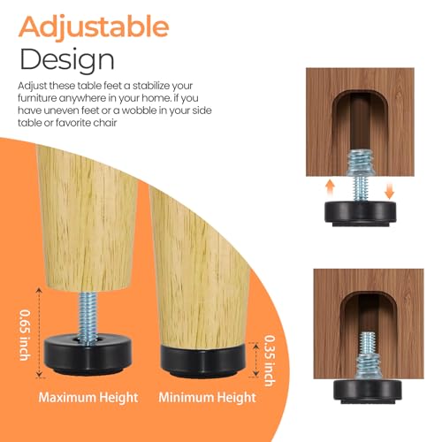NEWBYTEK M6 Adjustable Furniture Leveler, 12 Pack Rubber Leveling Feet Screws in Threaded, Feet Levelers Screw On Furniture Glide Leveling for Table, Chair, Furniture Legs (with Insert nut) - size: Metric M6 | Install Kit (With Nut)