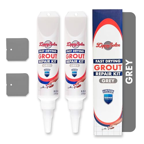 ZippySolve Tile Grout, Repair Kit, 2 Pack Grout Filler, Restore & Renew Tile Joints Line, Fast Drying Tile Grout Paint Squeeze Tube for Bathroom Shower Kitchen Floor, Waterproof (17.6 oz, Grey) - style: 2xGrey