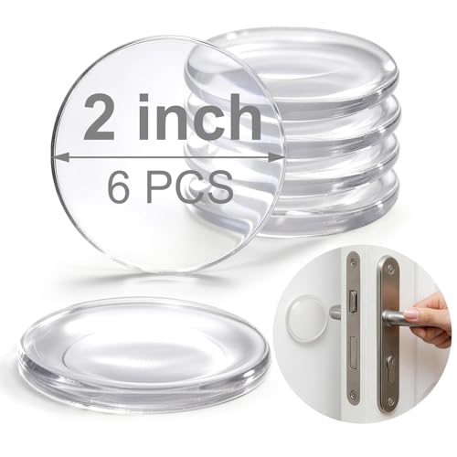 Clear Door Stoppers for Wall, 2" Self-Adhesive Door Knob Wall Protectors, 6 Pack Door Handle Stoppers, Door Bumpers to Prevent Scratches on Walls & Doors - color: Clear 2"