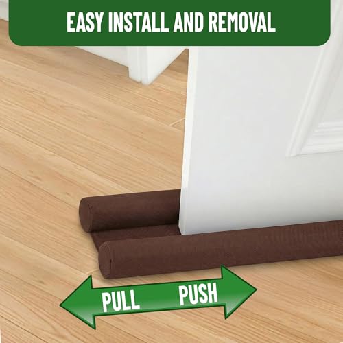Evelots Door Draft Stopper, Covers Door Gaps up to 2 Inches, Door Noise Blocker, Window Breeze Blocker, Adjustable Door Sweeps, 36 Inches Long, Can be Cut to Size, Brown