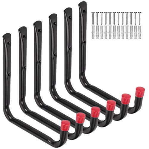 Heavy Duty Utility Garage Storage Hooks, Ladder Storage Hook Wall Mount J Organizer Hangers for Hoses, Garden Tools, Cords, Cables, Toy Bag - size: 7.2inch X 7.8inch