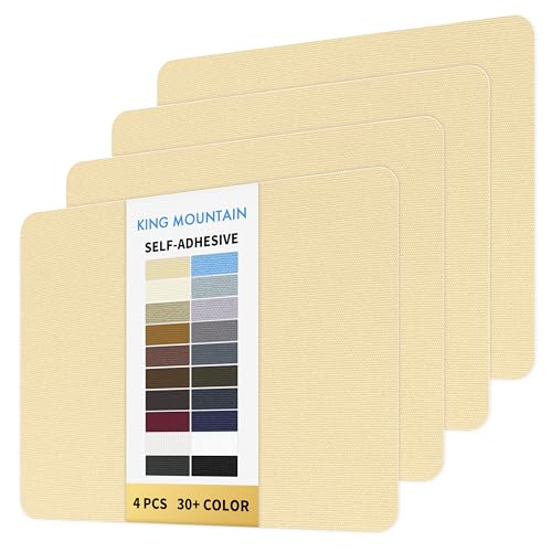 KING MOUNTAIN Canvas Repair Patch 9 x11 Inch 4 Pcs Self-Adhesive Waterproof Fabric Patch for Sofas, Tents, Furniture,Tote Bags, Car Seats (Beige) - color: Beige, size: Canvas-9"W×11"L-4PCS
