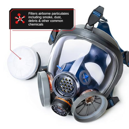 Parcil Distribution Full Face Respirator Mask - Air Purifying, Organic Vapor & Particulate - Industrial Use - CE Tested - color: Pt-100 Clear