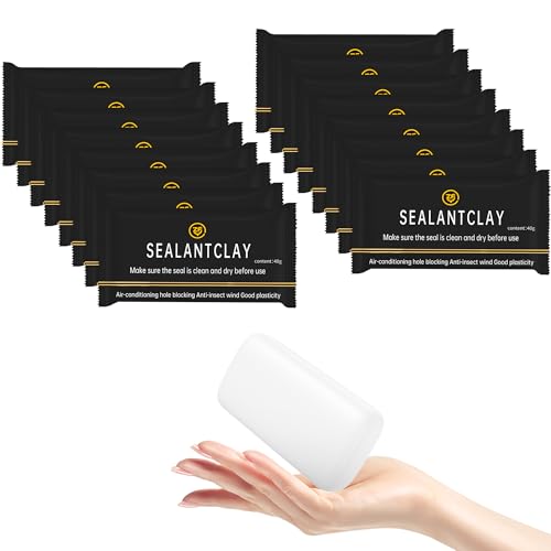 16 Pcs White Waterproof Seal Putty & Duct Seal Clay, Moldable Silicone Putty for Sealing Drain Connections, Wall Holes, Air Conditioning Openings - Reliable, Efficient Repair - color: 16 Pack White Seal Putty（40g）