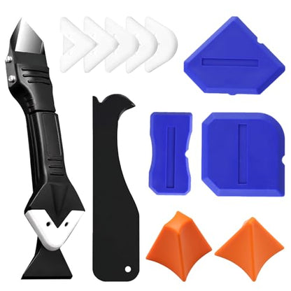 7 Piece Caulking Tool Kit, Silicone Caulking Tools Set with Caulk Finishing Tool, Caulk Smoothing Tool & Grout Tool, All - in - One for Bathroom, Kitchen, Window Sealant & Grout Projects