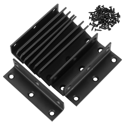 L Brackets, 10pcs Corner Braces Heavy Duty, Black L Shaped Shelf Brackets, Right Angle Corner Brackets, Allot Steel Metal Braces Brackets for Wood Furniture Cabinet Shelf - 3.15x0.78x0.78 - size: 80x20x20mm
