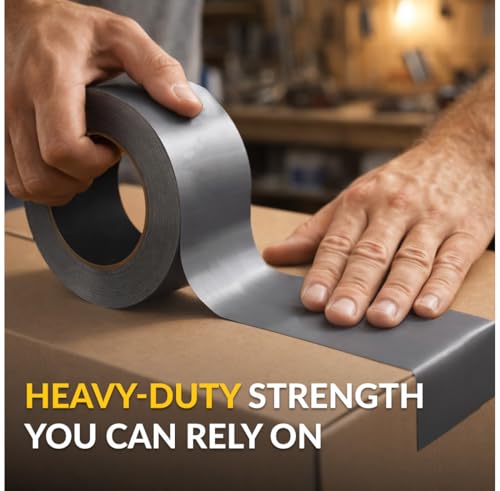 Brixwell Duct Tape Heavy Duty 3 Inch x 45 Yards Gray, Waterproof Adhesive Roll with Reinforced Cotton Mesh Backing, Professional Grade for Indoor Outdoor Repairs, Sealing, Bundling, Packaging Use - size: 3" x 45 yards