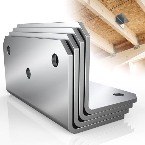 4" x 2" x 2"L Brackets Corner Braces,90 Degree L Right Angle Bracket for Wood Furniture, Corner Brackets for Wood Shelves,Cabinet,Frame,Fence,4 Pack (Silver) - color: Silver